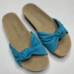 Jack Rogers Phoebe Turquoise Suede Comfort Slide Sandals Womens Size 6 M